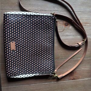 Fossil Black and Tan Patterned Crossbody Bag